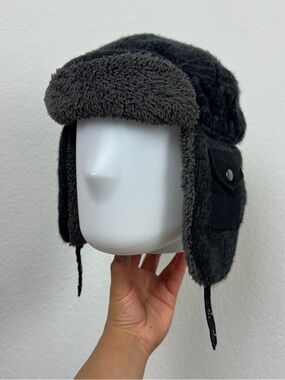 Rocawear Men's Black Faux-Fur Trapper Hat